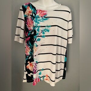 Multiples Tunic Womens size small Tank Tropical Floral Stretch sequined top